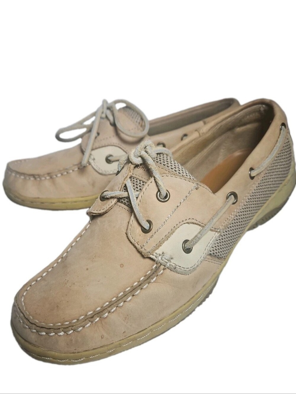 Sperry Top-Sider Shoe Women Sz8.5M Angelfish Brn Leather Mesh LaceUp 131036[8A